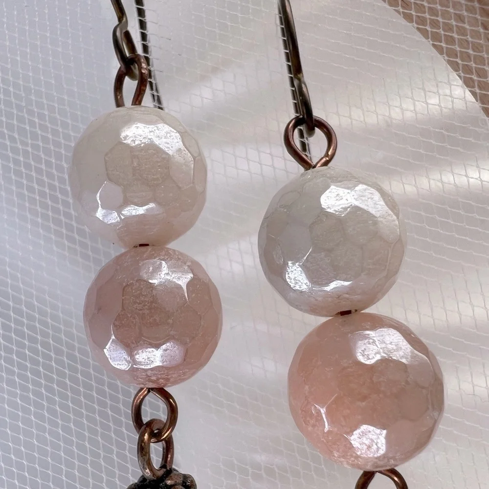 COPPER Earrings Mystic Peach Aventurine